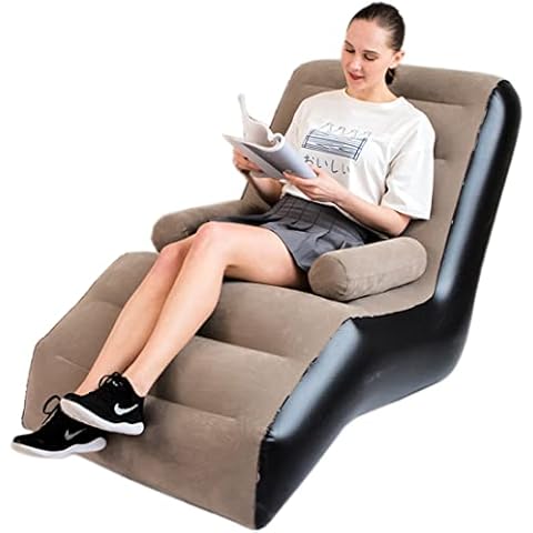 Wailicop Lazy Inflatable Sofa, Inflatable Deck Chair, Flocking Backrest Inflatable Couch, Suitable for Indoor and Outdoor use Home Terrace Garden Swimming Pool Camping(with Air Pump) Cover