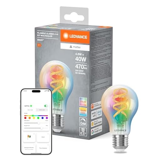 LEDVANCE SMART+ MATT LED lampe, compatible avec Google, Alexa, Apple, Glass blanc, 4,8W, 470LM, E27, Couleur Lumière et Lumière blanche, avec Vocal Control, jusqu'à 15 000 HRs, 1-Pack