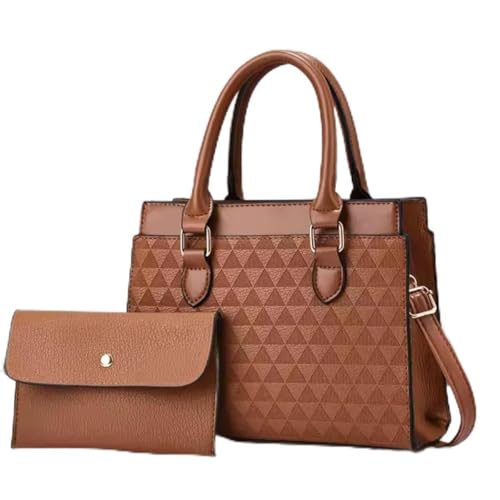 Bolsa Feminina com Carteira em Couro Ecológico Design Executivo e Moderno (Marrom)