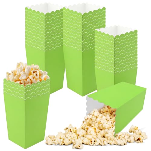 Image of 50 Pcs Popcorn Boxes Mini Paper Popcorn Box Cardboard Popcorn Container for Party Disposable Snack Candy Popcorn Bags Popcorn Holder for Movie Nights Birthday Wedding (Green)