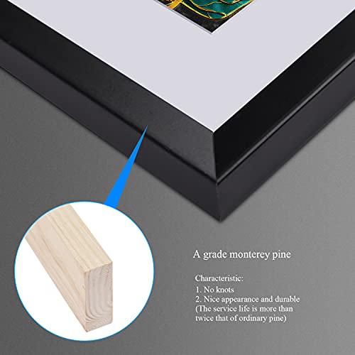 Nescl 8X8 Picture Frame Black, Solid Pine Wood With 2 Mats Display Pictures 5X5 Or 4X4 With Mat Or 8X8 Without Mat - 8X8 Square Photo Frames Gallery Wall Mount Home Office Decor, 1 Pack #TOP1