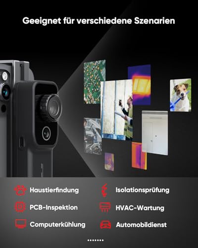 HIKMICRO Mini2W Drahtlose Wärmebildkamera 512×384 SuperIR, iOS/Android, 256x192 IR-Auflösung, Thermalkamera mit visueller Kamera, Manueller Fokus, für Telefon/Tablet/PC Windows