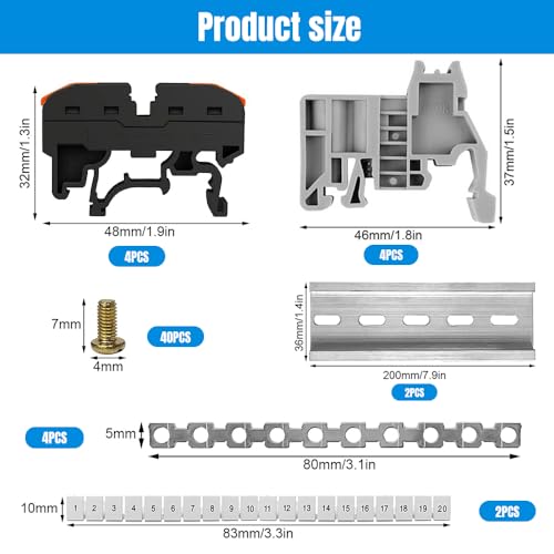 mizikuu 40 Stück Reihenklemmen Hutschiene, Hutschienen Klemmen 0,08-4 mm²PCT-211 Klemmblock Klemmleiste Kit Steckbar Elektrische Anschlussblöcke für Schnelle und Sichere Verdrahtung DIY-Projekte
