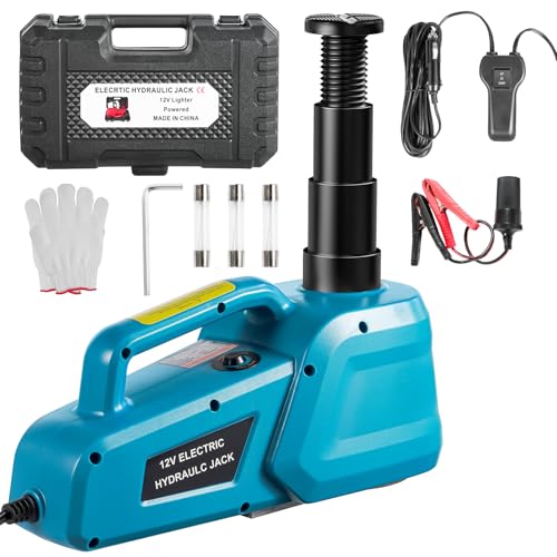 Electric Car Jack 5 Ton Hydraulic Car Jack DC 12V with Remote Control & LED Light 6.1-17.7 inches Lift Range Portable Tool for Sedan/SUV/Truck Emergency Tire Change Kit & Garage Repair