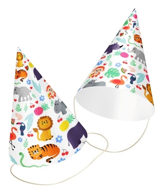 Klassik Pack of 10 Animal Theme Party Caps| Jungle Print Birthday caps with adjustable string (B0B4KL7JNK) Amazon Price History, Amazon Price Tracker