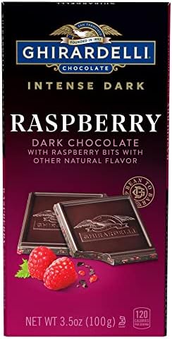 GHIRARDELLI Intense Dark Chocolate Bar, Raspberry, 3.5 Oz Bar