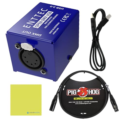 Enttec Open DMX USB 70303 Lighting Interface Controller Widget (Open Source/Hardware) Bundle 3-Pin DMX Lighting Cable w/Liquid Audio Polishing Cloth