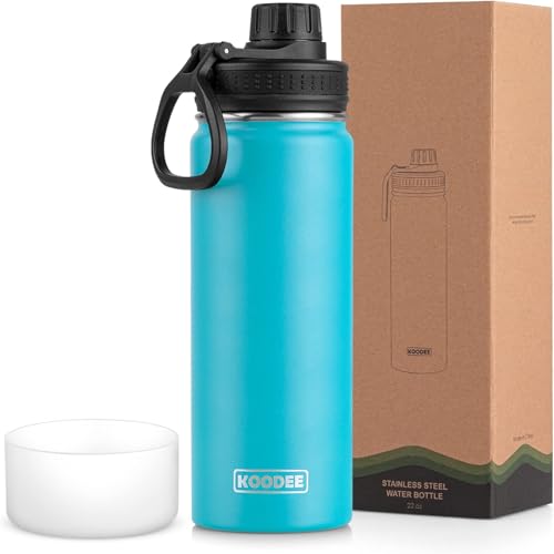 Image of KOODEE Stainless Steel Water Bottle 26 oz Insulsted Sports Water Bottle-Double Wall Vacuum Wide Mouth Metal Water Bottle with Leakproof Spout Lid (Sky Blue)