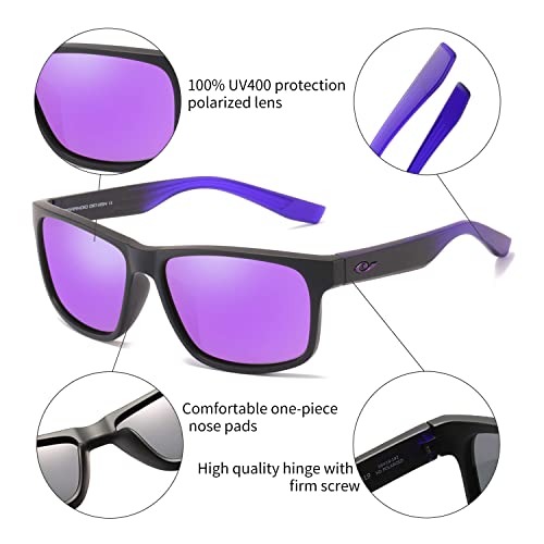 Tramean Polarized Sunglasses For Men Women Uv400 Protection Sports Fishing Sun Glasses Driving Shades,Black&Purple/Purple #TOP3