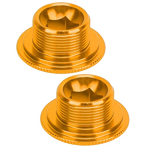 Culnflun Crank Arm Screws, M18 Crank Cover Screw Cap, Aluminum Alloy CNC Crankset Screws Crank Fixing Bolt 18mm 2PCS (Gold)