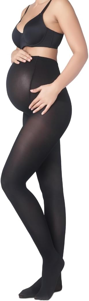 PENTI Maternity Tights 100 Den Cotton Blend | Ultra-Opaque Pregnancy Pantyhose | Supportive Cotton Nylon Spandex Leggings for Pregnant Women | XLarge