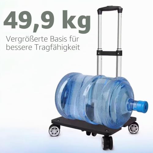Faltbarer Rucksack-Trolley mit 5 drehbaren Rädern und großer Basis, Aluminium-Gepäckwagen mit Gurt für Haustiertaschen, Hundetransport, große Rucksäcke und Laptoptaschen