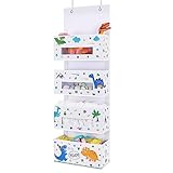 WERNNSAI Dinosaur Over Door Hanging Organizer - Behind Door Storage with 4 Clear Window Pockets for...