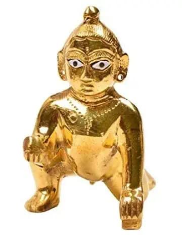 Anjali Enterprises Laddu Gopal Statue,Gopal Krishna Murti (Gold, Size - 3)