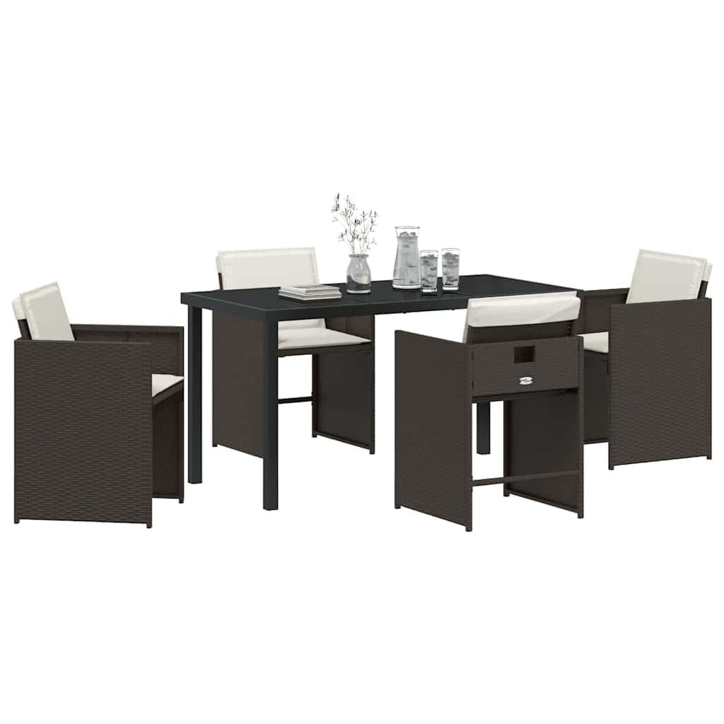 Repas durable en extérieur avec l'ensemble de salle à manger en polyrotin marron haut de gamme