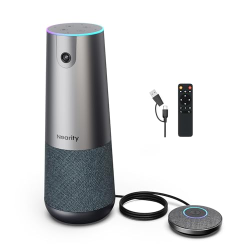 Nearity 120 Max�y�g���}�C�N�t���z��c�p Web�J���� 4K 120°�L�p 5�{�Y�[�� AI�����t���[�~���O 5m�W�� �}�C�N�E�X�s�[�J�[��̌^ �m�C�Y�L�����Z�����O �S��d�ʐM �����R���t�� USB�v���O���v���C Zoom/Teams�Ή� 