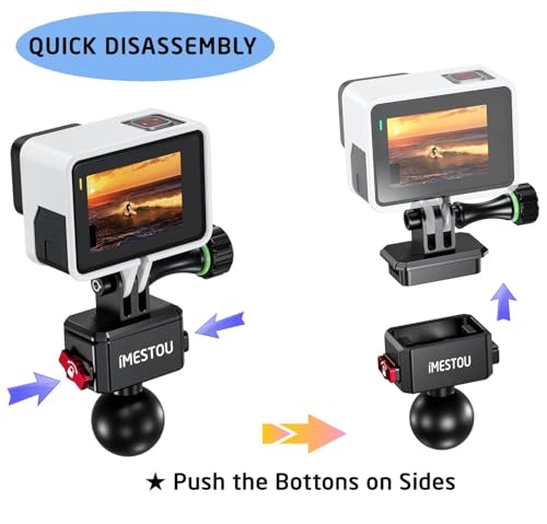 Image of iMESTOU Action Camera Riding Mount with Three-Claw Joint for Gopro Motion Cameras, 1 inch Ball Head 360 Adjustable Fits for RAM 1 inch Ball Bike Phone Mounts