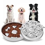 GLYVIAN Slow Feeder Dog Bowls, Stainless Steel with Non-Slip Rubber Base Metal Bowl, 4 Cups Large...