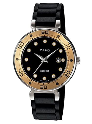 Casio Women's Core LTP1329-9E1V Black Resin Quartz Watch with Black Dial