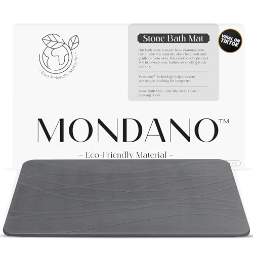 Mondano Stone Bath Mat, Quick Dry Non Slip Diatomaceous Earth Shower Mat by Mondano - Used condition - US$26.59