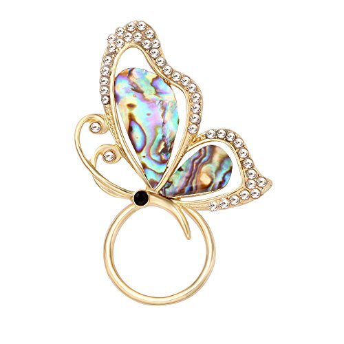 Abalone Paua Shell Butterfly Magnet Crystal Brooch Eyeglass Holder