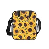 CWYHDUDOH Bolsa de almuerzo con estampado de girasoles amarillos, contenedor transparente portátil para picnic, escuela, trabajo, viajes