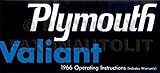  1966 Plymouth Valiant Reprint Owner\'s Manual