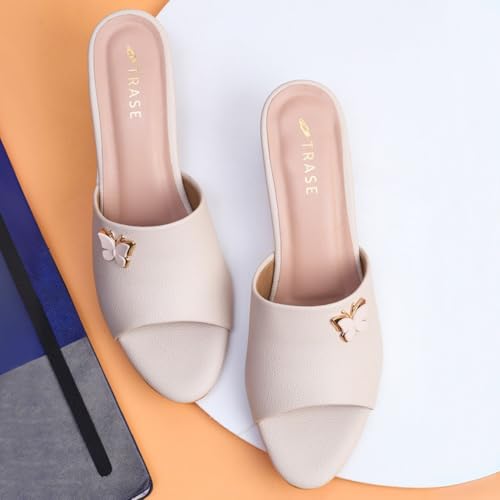 Image of TRASE Women's Slip-On Block Heels Sandals| Fashionable Sandals for Women & Girls | Light weight, Soft Footbed, Comfortable & Stylish - (47068)