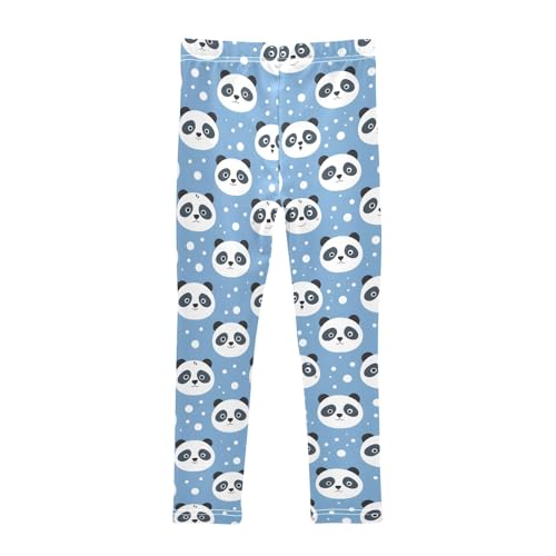 Cartoon Blue Panda Girls Leggings Soft Comfortable Athletic Leggings Dancing Pants for 4-10 Years2
