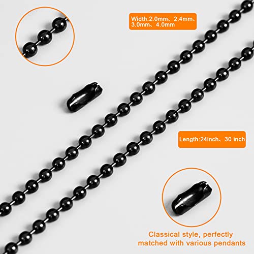 Pure Titanium Material Chain Silver Ball Necklaces For Women Rustproof Adjustable Decorative With Beautiful Packaging (4.0Mm-Black, 24Inch) #TOP1