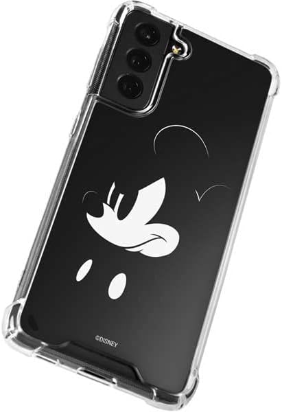 Skinit Clear Phone Case Compatible with Galaxy S22 - Officially Licensed Disney Mickey Mouse Black and White Design