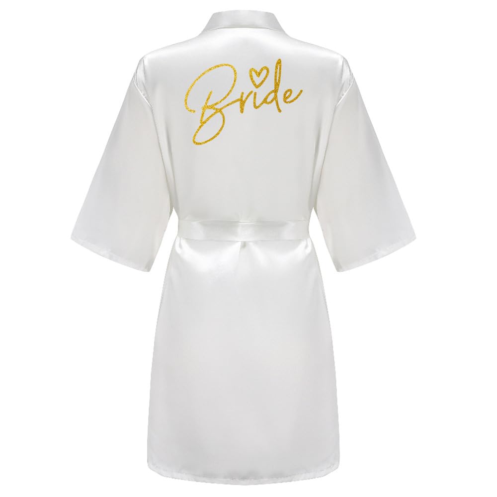 JPHCHSC Satin Silk Robe Wedding BathRobe Bride Bridesmaid Dress Gown Women Sleepwear Nightwear CX1003