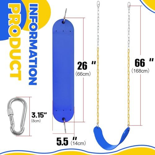 Image of Swings Set - 2-Pack Suitable for Kids and Adults, Comes with Hooks & Chains, Perfect for Backyard