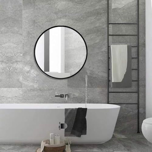 Image of The Arts Box Round Decorative Wall Mirror | Metal Finish Frame with Timeless Design for Bathroom, Living Room, Bedroom, Vanity Mirror (Black 18 Inch)