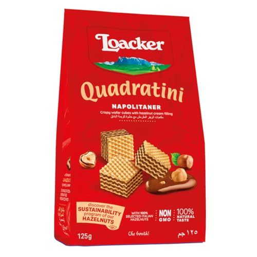 Loacker Quadratini Napolitaner Nuts(Hazelnut)- 125 Gram, Italy