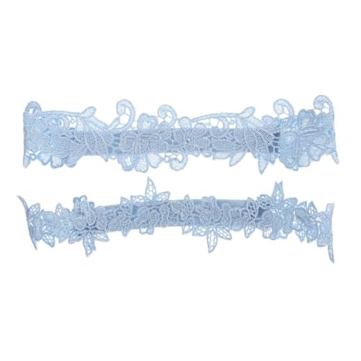 Happyyami 2 ligueros de encaje azul, juego de novia para boda, ligas y pantalones, ropa interior, accesorios para novia, regalos (azul azul)