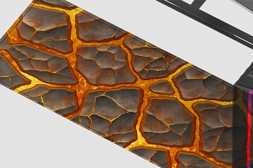 Image of Lava Floor Premium Desk Mat | Anti-Skid | Anti-Slip | 80 x 30 cm | Laptop Mat for Work from Home /Office /Gaming- Extended Mouse pad and Keyboard Desk mat