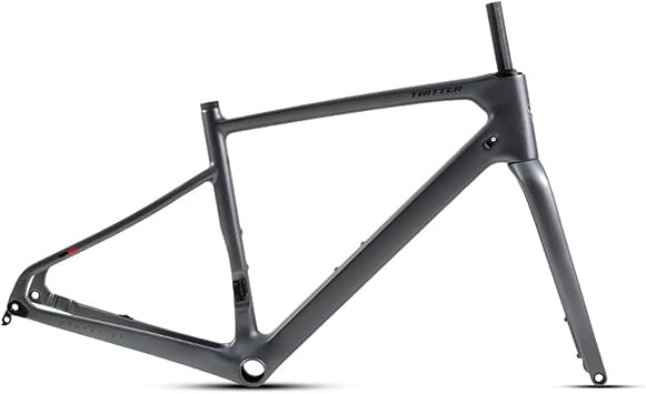 700C Carbon Fiber Gravel Bike Frameset 45/48/51/54CM Road Off-Road Bike Disc Brake Frames Thru Axle Front12100mm Rear12142mm Internal RoutingDark Gray,48CM