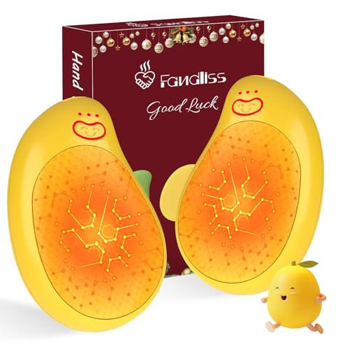 FANDLISS Scaldamani Elettrici 2 Pezzi con Batterie da 8000 mAh, Scaldamani Ricaricabile Tramite USB Tre Regolazioni Della Temperatura, Adatto Come Regalo di Natale Invernale All'aperto,Giallo
