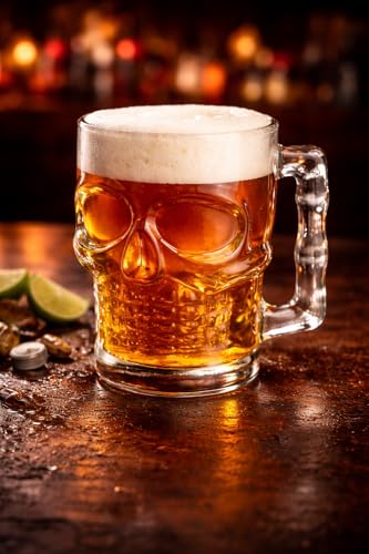 Image of PrimeWorld 500 ml Skull Beer 2Pcs Mug with Handle Glass, Steins, Freezable Beer Glasses,Everyday Drinking Glasses, Cocktail Glasses (Clear)
