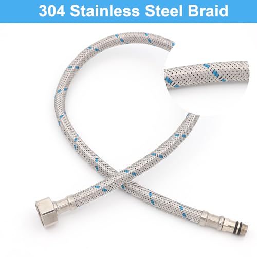 2 Stück Anschlussschlauch Armatur G3/8 x M10, 60cm Wasserhahn Schlauch Verlängerung Flexschlauch Verlängerung Edelstahl Panzerschlauch Wasserhahn Anschlussschlauch 3/8 Zoll für Mischbatterie