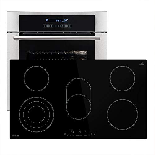 Autarkes Herdset: 60cm Einbau-Backofen EB8015ED + 90cm Glaskeramik-Kochfeld KF9005RL (Heißluft, Grill-/Bratsystem, Teleskopauszüge, Selbstreinigung,