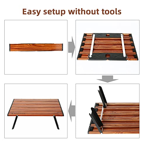ROCK CLOUD Mesa de Playa Portátil de Aluminio Ultraligera Plegable para Camping, Grano de Madera miniatura 4