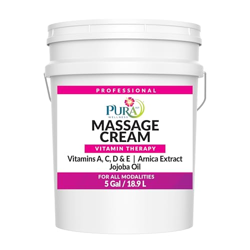 PURA 1st Vitamin Therapy Massage Cream, Massage Cream for Physical Therapy and Deep Tissue, Unscented, 5 Gallon