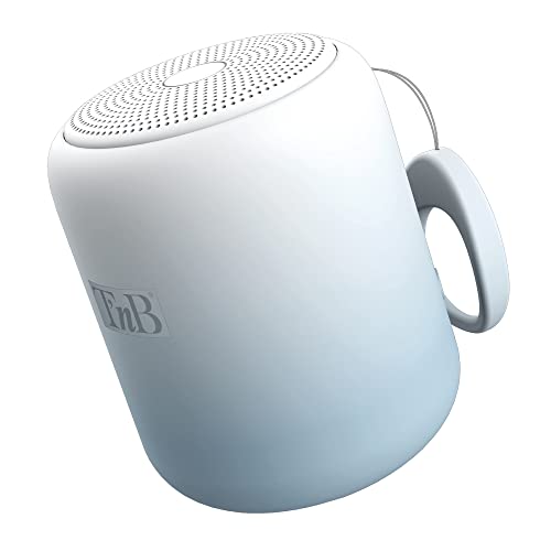 T’NB Enceinte Bluetooth Portable, Enceinte sans Fil Format Mini, Design Tendance et Coloré, Autonomie Jusqu’à 8 Heures, IPX4 Résistant aux Projections d’Eau – Blanc et Bleu Poudré