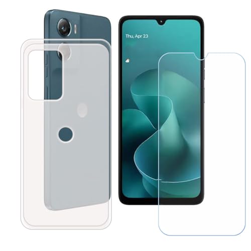 LCEHTOGYE Funda para Motorola Moto G06 Power + Vidrio Templado Película Protectora Pantalla,Translúcido Carcasa Silicona Gel TPU Suave Protectora Caso Case para Motorola Moto G06 Power (6,88')