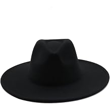 Solid Color Woolen Fedoras Cap for Men Women Panama Style Jazz Hat 9.5CM Wide Brim Big Fedoras