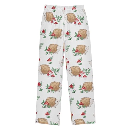 Hand Drawn Hedgehog Mushrooms Boys Pants for Kids Jogger Pants with Pockets S-XL