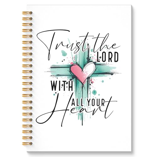 ROXMART Christian Glitter Spiral Notebook, Bible Verse Journal, Christian Gifts for Women, Trust in the Lord with All Your Heart Religious Scripture Hardcover Notebook Journal, 5.5x8.3 Inch