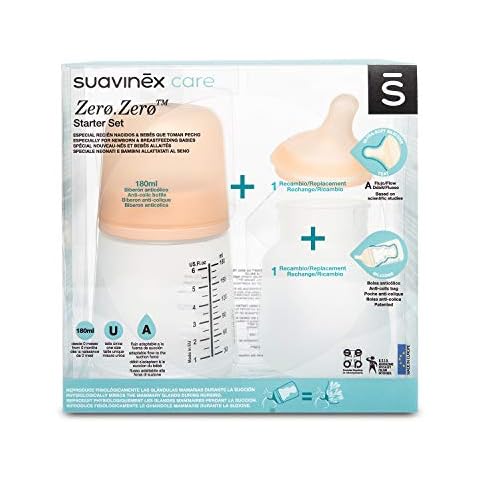 Suavinex Zerø.Zerø Special Breastfeeding Bottle + Teat + Silicone Bag 180 ml, Skin Cover